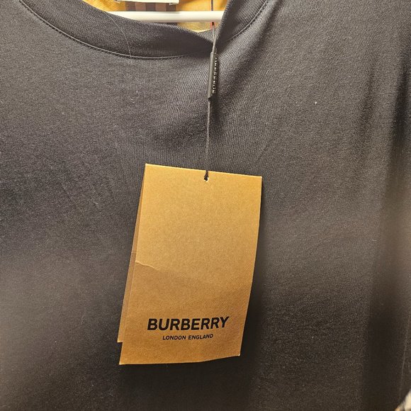 Burberry Unisex Check Sleeve Cotton T-shirt - Picture 4 of 7